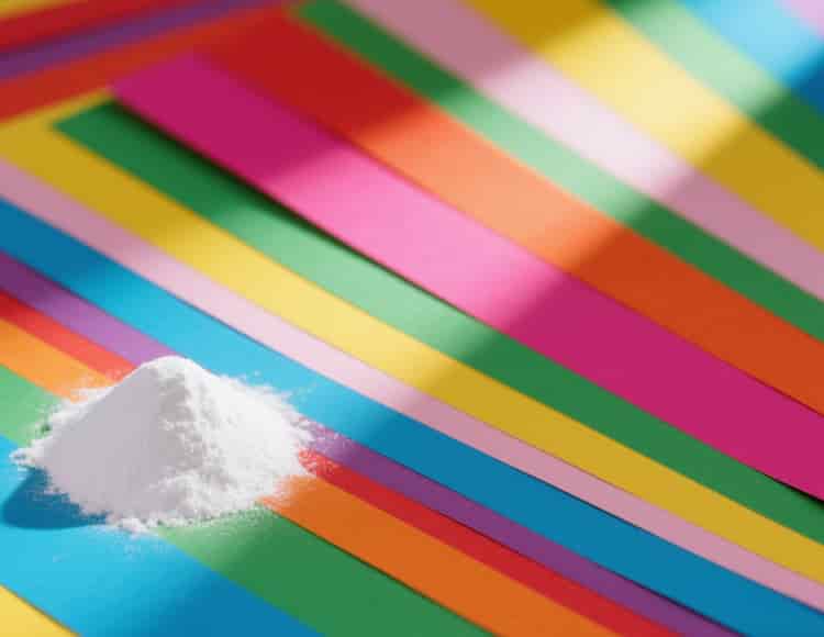 Calcium carbonate used in paper pulp as filler to improve brightness and opacity